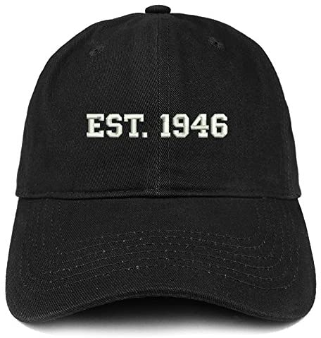 Trendy Apparel Shop EST 1946 Embroidered - 75th Birthday Gift Soft Cotton Baseball Cap