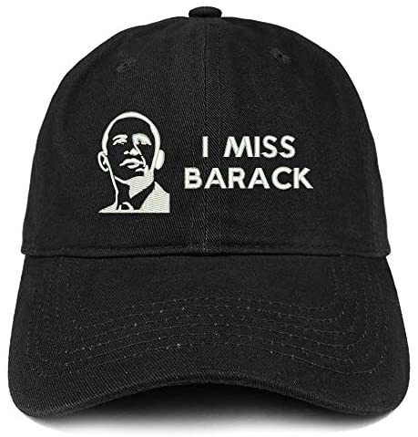 Trendy Apparel Shop I Miss Barack and Portrait Embroidered Brushed Cotton Cap