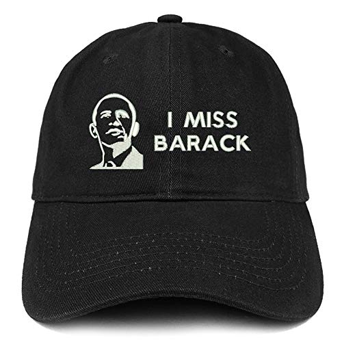 Trendy Apparel Shop I Miss Barack and Portrait Embroidered Brushed Cotton Cap