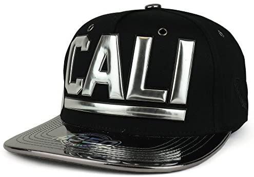 Trendy Apparel Shop Metallic Cali and Chrome Structured Flat Bill Snapback Cap