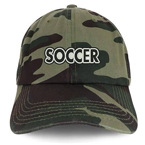 Trendy Apparel Shop Soccer Embroidered Soft Crown 100% Brushed Cotton Cap