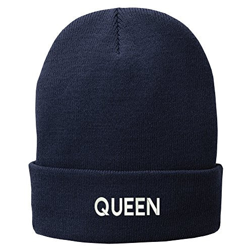 Trendy Apparel Shop Flexfit Queen Embroidered Winter Knitted Long Beanie