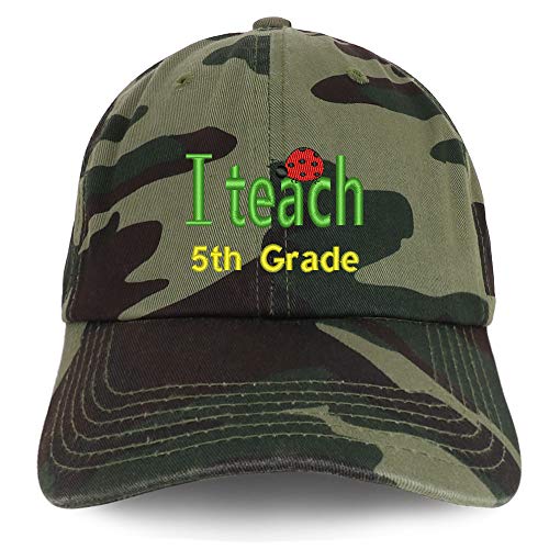 Trendy Apparel Shop I Teach 5th Grade Embroidered Soft Crown 100% Brushed Cotton Cap