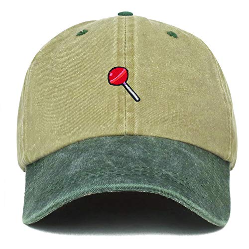 Trendy Apparel Shop Lollipop Patch Pigment Dyed Washed Two Tone Baseball Cap