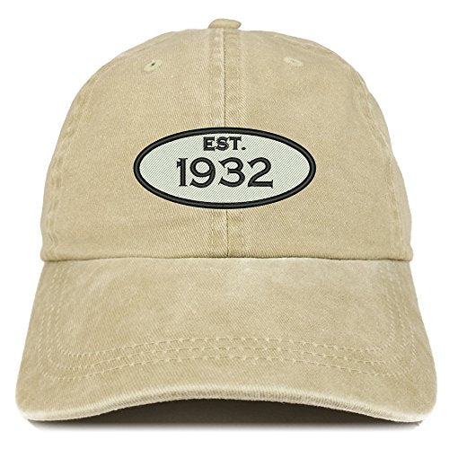 Trendy Apparel Shop Established 1932 Embroidered 89th Birthday Gift Pigment Dyed Washed Cotton Cap