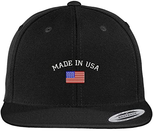 Trendy Apparel Shop American Flag and Made in USA Embroidered Flat Bill Snapback Patriotic Cap