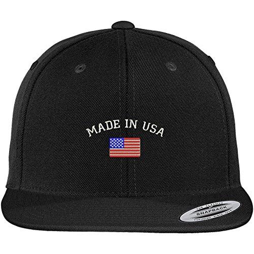 Trendy Apparel Shop American Flag and Made in USA Embroidered Flat Bill Snapback Patriotic Cap