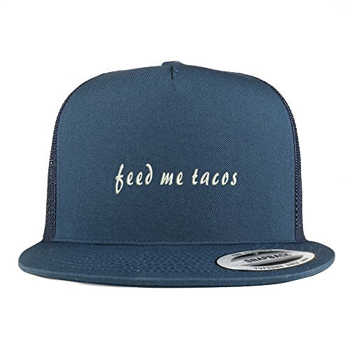 Trendy Apparel Shop Feed Me Tacos Embroidered 5 Panel Flat Bill Trucker Mesh Back Cap