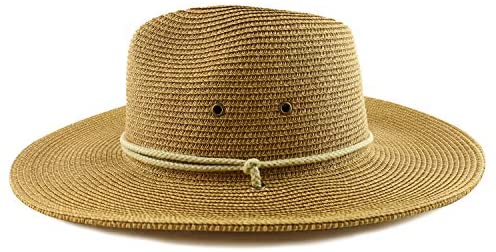 Trendy Apparel Shop Men's UPF 50+ Paper Braid Tweed Flat Brim Fedora
