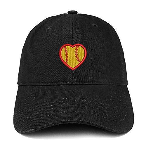 Trendy Apparel Shop Softball Heart Quality Embroidered Low Profile Brushed Cotton Dad Hat Cap
