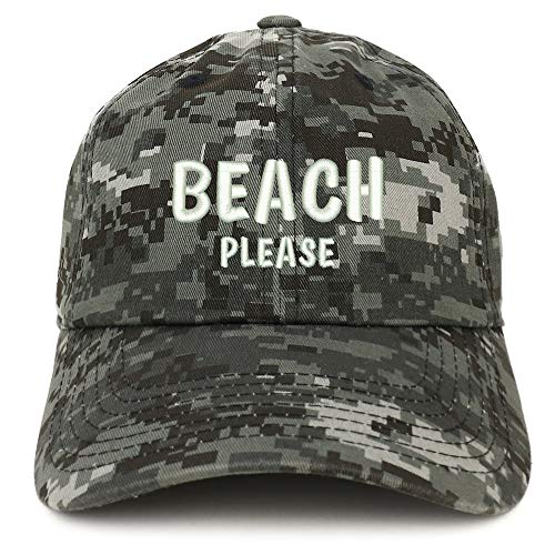 Trendy Apparel Shop Beach Please Embroidered Soft Crown 100% Brushed Cotton Cap