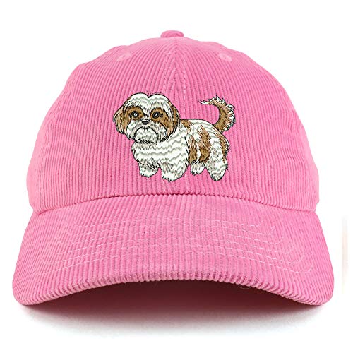 Trendy Apparel Shop Shih Tzu Embroidered Corduroy Unstructured Baseball Cap