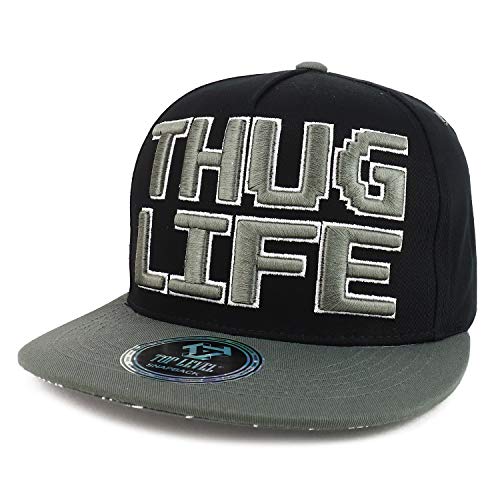 Trendy Apparel Shop Thug Life 3D Embroidered 5 Panel Flatbill Snapback Cap