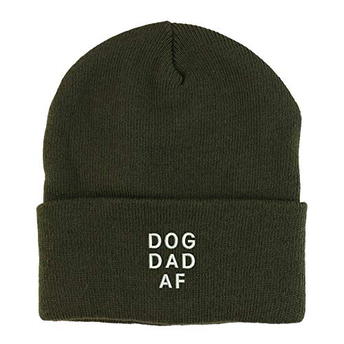 Trendy Apparel Shop Dog Dad AF Embroidered Winter Long Cuff Beanie