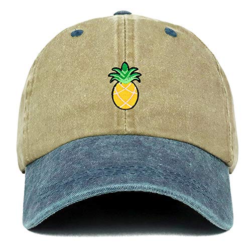 Trendy Apparel Shop Pineapple Patch Pigment Dyed Washed Two Tone Baseball Cap