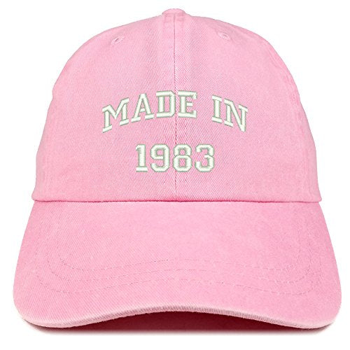 Trendy Apparel Shop Made in 1983 Text Embroidered 38th Birthday Washed Cap