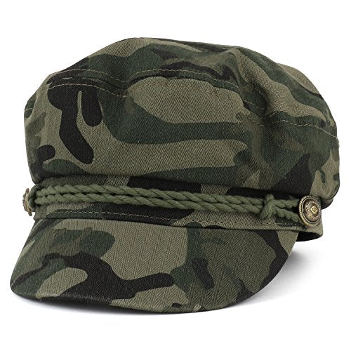 Trendy Apparel Shop Cotton Herringbone Texture Newsboy Greek Fisherman Hat