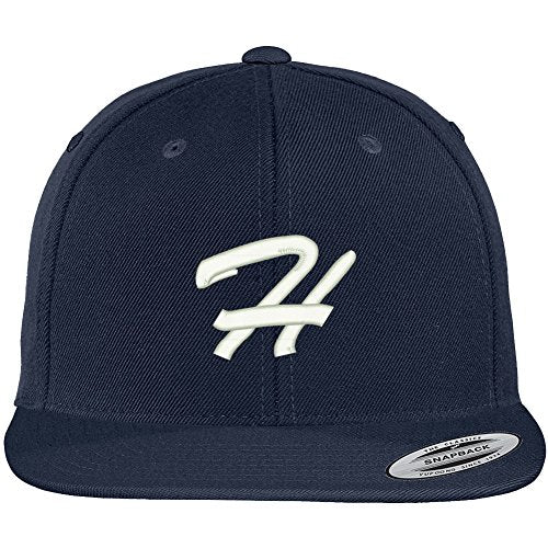 Trendy Apparel Shop Letter H Brushed Script Embroidered Flat Bill Snapback Baseball Cap