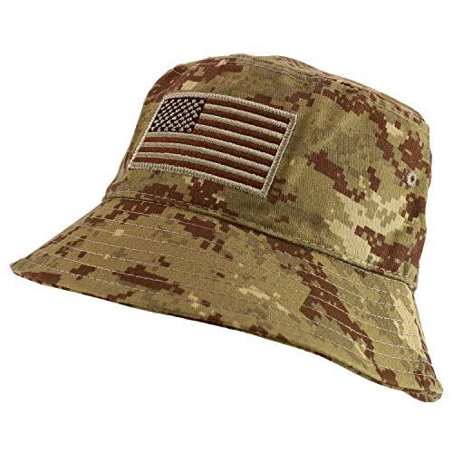 Trendy Apparel Shop US American Flag Embroidered Cotton Bucket Hat