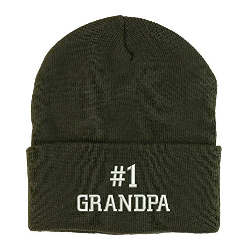 Trendy Apparel Shop Number 1 Grandpa Embroidered Winter Long Cuff Beanie
