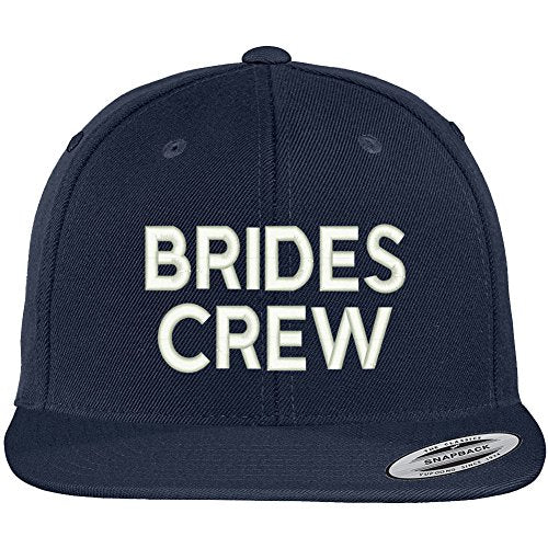 Trendy Apparel Shop Brides Crew Embroidered Flat Bill Adjustable Snapback Cap