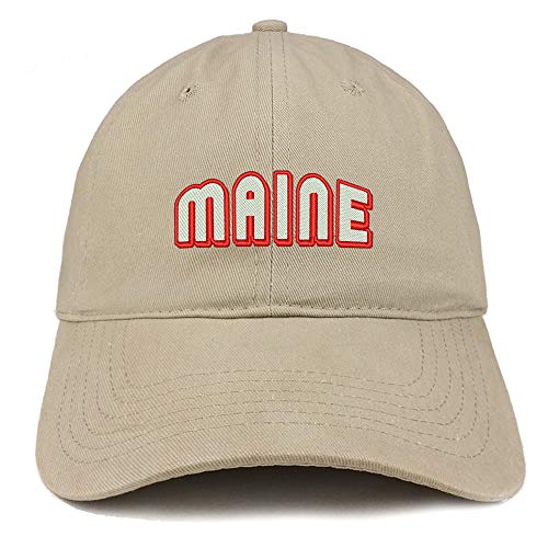 Trendy Apparel Shop Maine Bold Text Embroidered Soft Crown 100% Brushed Cotton Cap