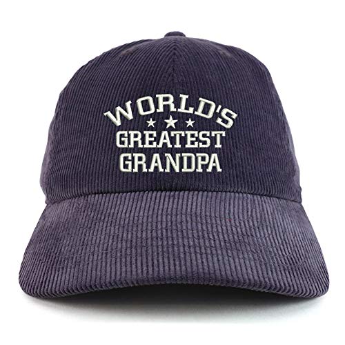 Trendy Apparel Shop World's Greatest Grandpa Corduroy Unstructured Baseball Cap