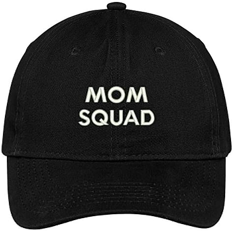 Trendy Apparel Shop Mom Squad 100% Brushed Cotton Adjustable Baseball Cap