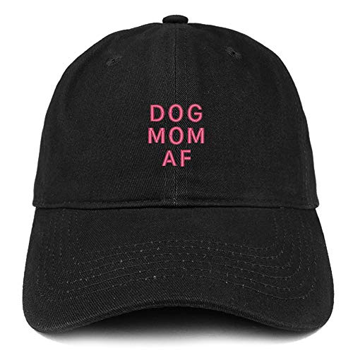 Trendy Apparel Shop Dog Mom Af Pink Embroidered Soft Crown 100% Brushed Cotton Cap