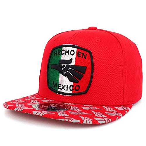 Trendy Apparel Shop Hecho en Mexico Eagle Square Patch Cotton Flatbill Cap