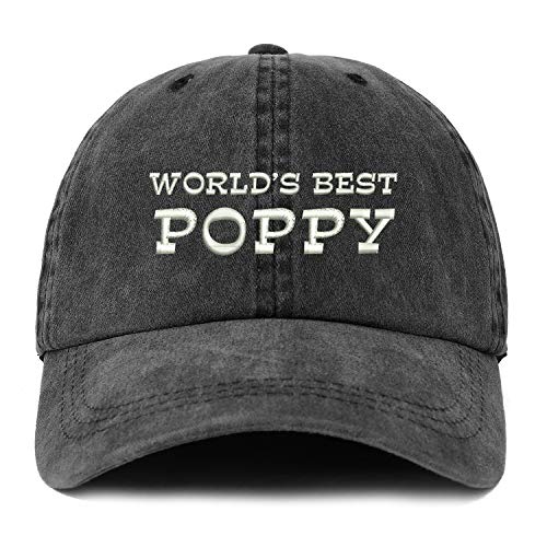 Trendy Apparel Shop XXL World's Best Poppy Embroidered Unstructured Washed Pigment Dyed Baseball Cap