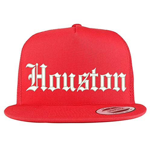Trendy Apparel Shop Old English Font Houston City Embroidered 5 Panel Mesh Cap
