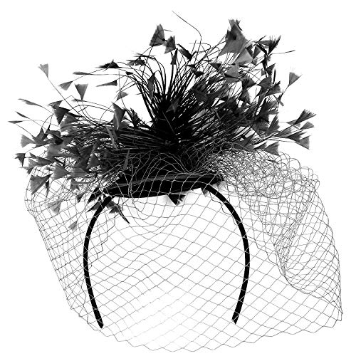 Trendy Apparel Shop Mesh Net Trim Feathers Styled Fascinator Clip Headband