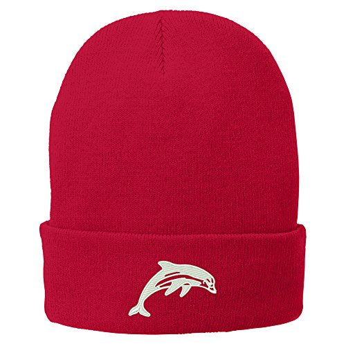 Trendy Apparel Shop Dolphin Embroidered Winter Knitted Long Beanie