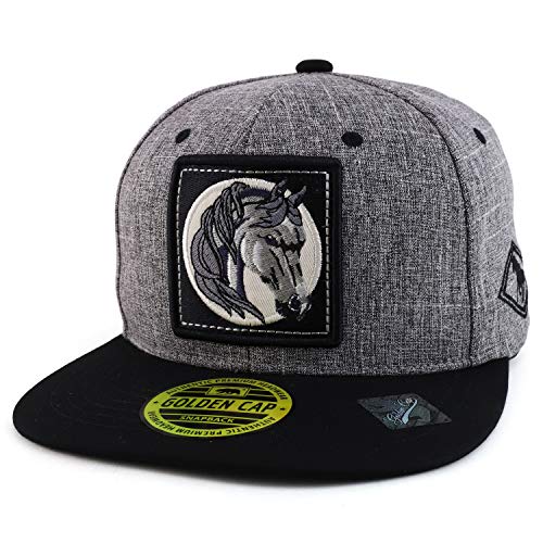 Trendy Apparel Shop Horse Patch Embroidered Two Tone Flatbill Snapback Cap