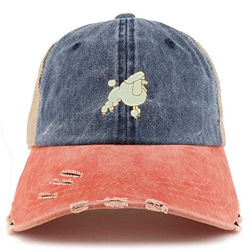 Trendy Apparel Shop Poodle Dog Embroidered Frayed Bill Trucker Mesh Back Cap