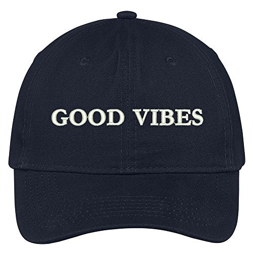 Trendy Apparel Shop Good Vibes Embroidered 100% Cotton Adjustable Cap Dad Hat