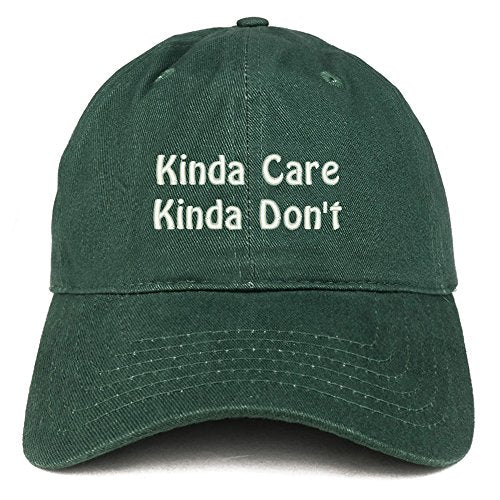 Trendy Apparel Shop Kinda Care Kinda Don't Embroidered Low Profile Brushed Cotton Cap