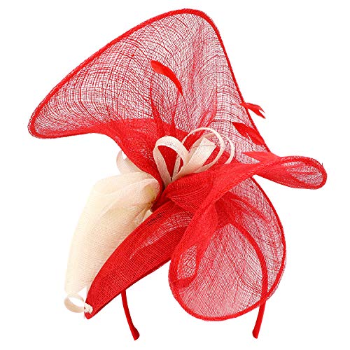 Trendy Apparel Shop Curly Meshed Ribbon Bow Decorated Sinamay Fascinator