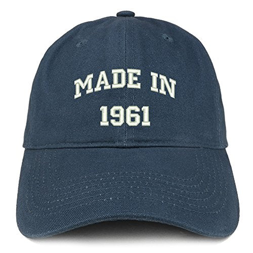 Trendy Apparel Shop Made in 1961 Text Embroidered 60th Birthday Brushed Cotton Cap