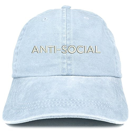 Trendy Apparel Shop Anti Social Embroidered Soft Crown Cotton Adjustable Cap