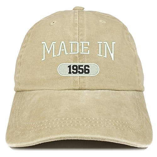 Trendy Apparel Shop Made in 1956 Embroidered 65th Birthday Washed Baseball Cap