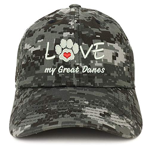 Trendy Apparel Shop I Love My Great Danes Embroidered Soft Crown 100% Brushed Cotton Cap