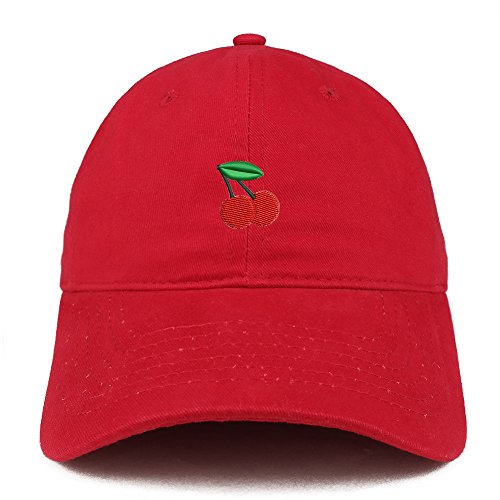 Trendy Apparel Shop Cherry Emoticon Embroidered 100% Soft Brushed Cotton Low Profile Cap