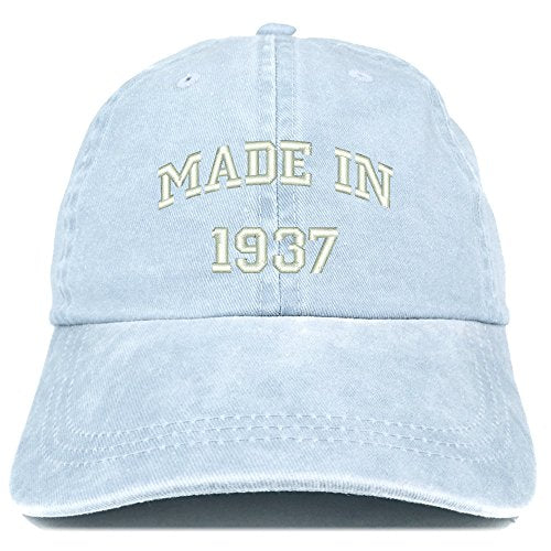 Trendy Apparel Shop Made in 1937 Text Embroidered 84th Birthday Washed Cap