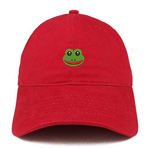 Trendy Apparel Shop Frog Emoticon Embroidered 100% Soft Brushed Cotton Low Profile Cap
