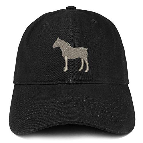 Trendy Apparel Shop Small Draft Horse Embroidered Soft Crown 100% Brushed Cotton Cap