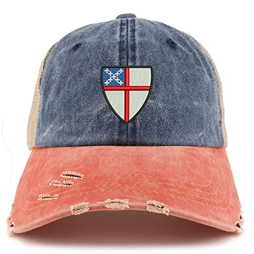 Trendy Apparel Shop Episcopal Shield Pigment Dyed Mesh Back Frayed Bill Cap