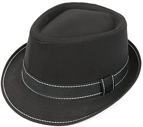 Trendy Apparel Shop 100% Cotton Fashionable Fedora with High Contrast Hatband