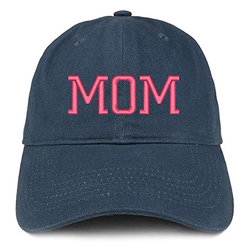 Trendy Apparel Shop Mom Pink Embroidered Soft Crown 100% Brushed Cotton Cap
